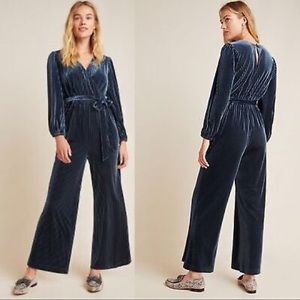 Anthropologie Ali & Jay Samantha Velvet Pleated Wide Leg Jumpsuit